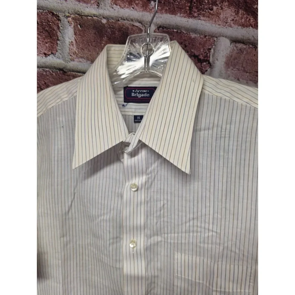 Vintage Men's ARROW BRIGADE Short Sleeves Casual Shirt Dagger‎ Collar Size 16